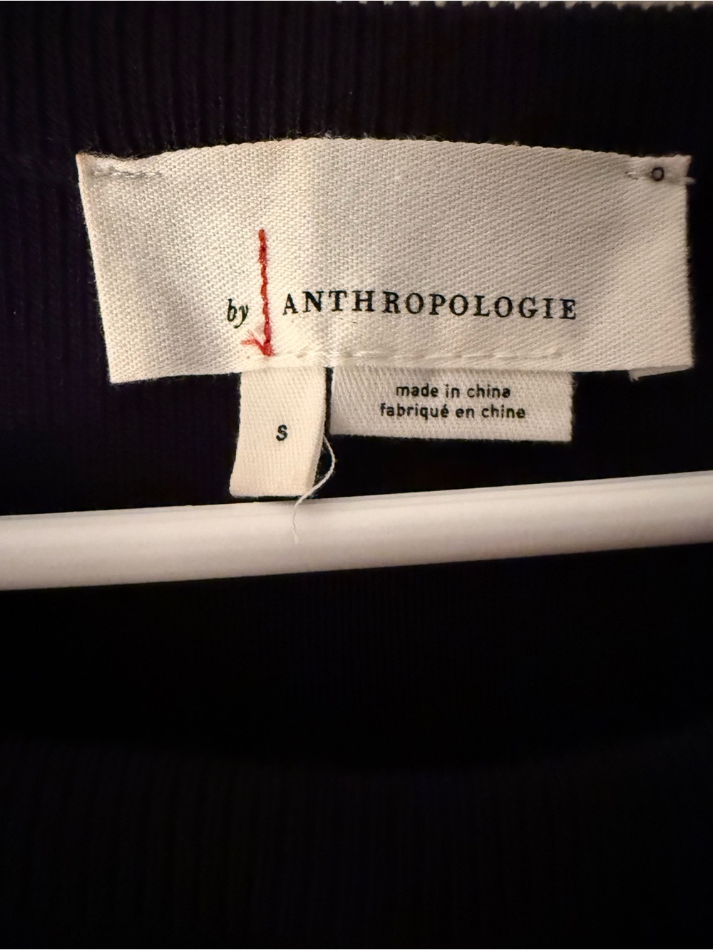 Anthropologie Navy Top with Blue and White Striped Sleeves - Picture 5 of 7